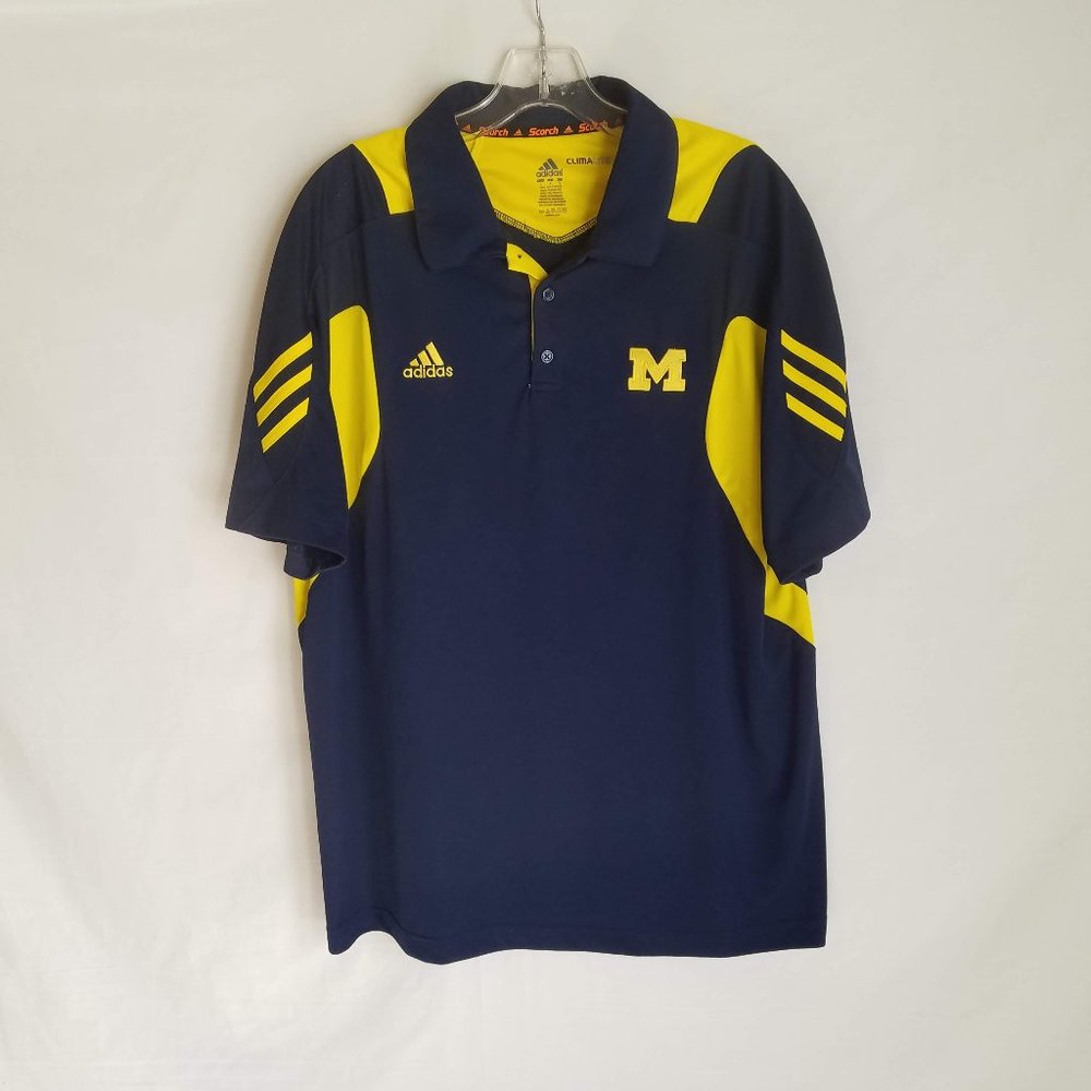 Adidas Michigan Wolverines Climalite Golf Polo Short Sleeve Shirt Mens Large